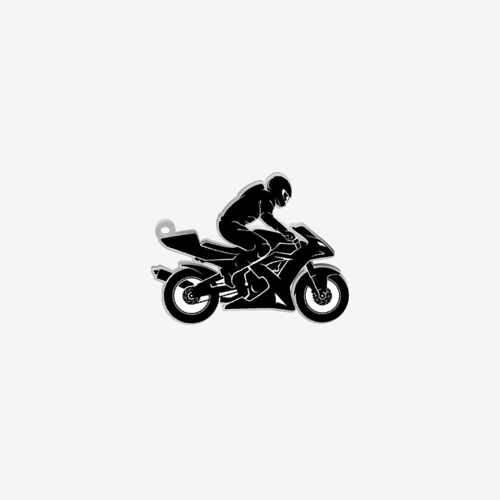Dije Acero Chico-moto Plateado 40 x 30mm x 1mm 1 Argolla
