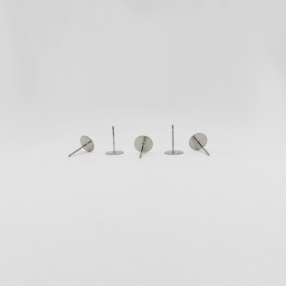 Base para Arete Acero Inoxidable Plateado Plana 8mm