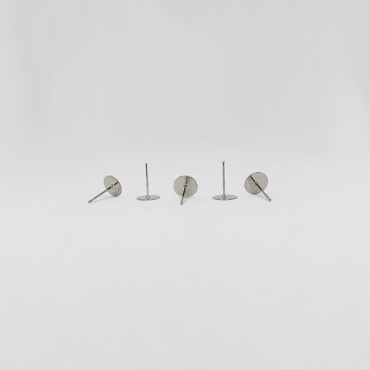 Base para Arete Acero Inoxidable Plateado Plana 8mm