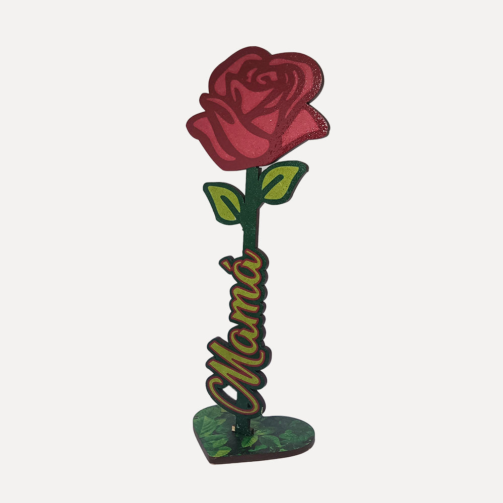 Decoracion Rosa-mama 19.5 x 8cm Mdf +uv Base Corazon 6 x 7cm x 4mm