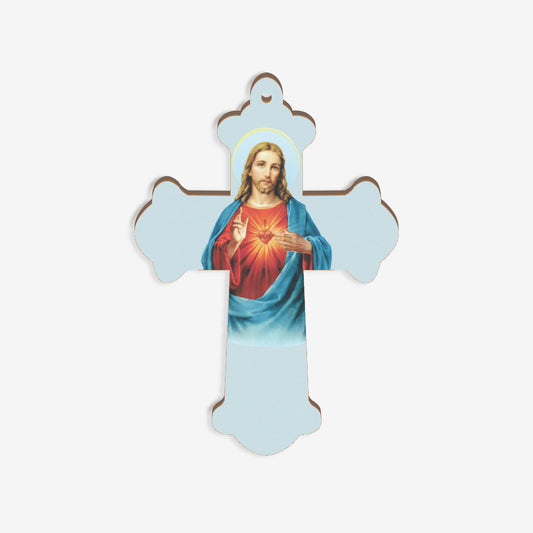 Cruz Mdf Sagrado Corazon de Jesus + Uv 25 x 17.5cm x 4mm