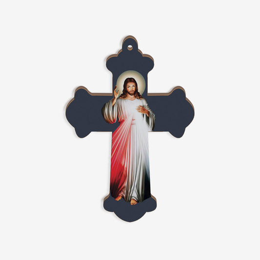 Cruz Mdf Jesus de la Divina Misericordia + Uv 25 x 17.5cm x 4mm