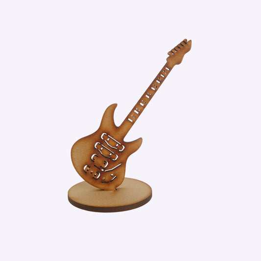 Decoracion Guitarra Electrica Mdf 14 x 5cm x 4mm Base 7cm