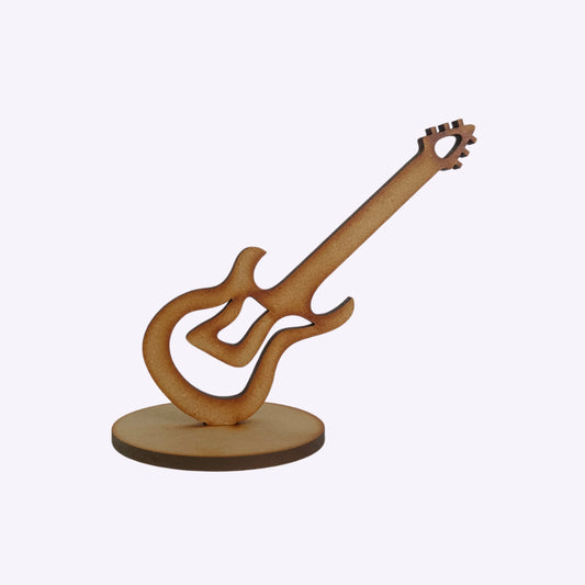 Decoracion Guitarra Mdf 14 x 5cm x 4mm Base 7cm
