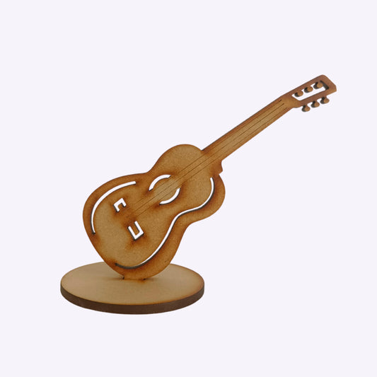 Decoracion Guitarra Mdf 14 x 5cm x 4mm Base 7cm
