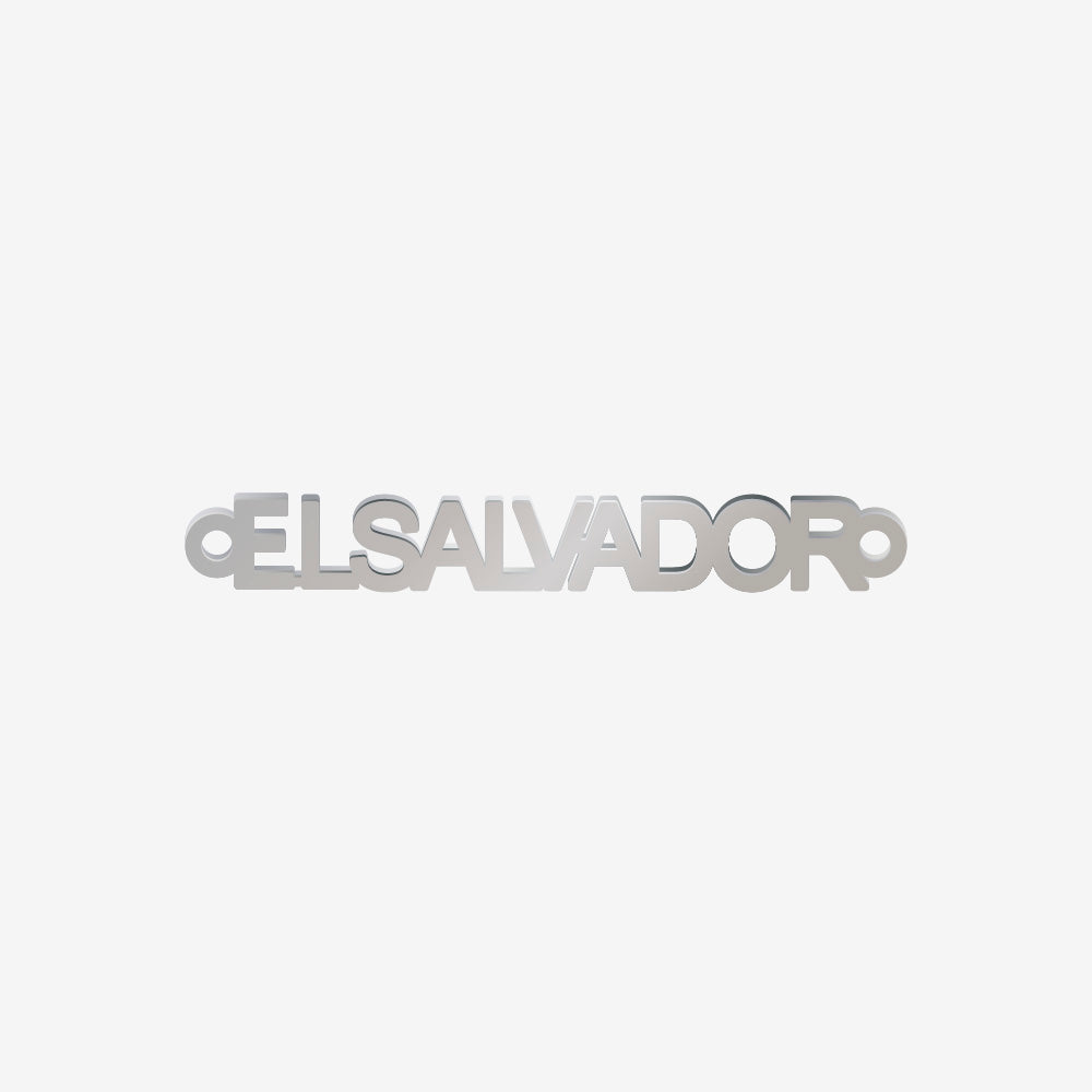 Dije Acero el Salvador Plateado 4 x 34mm x 1mm 2 Argollas
