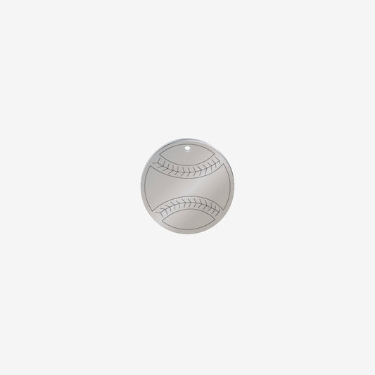 Dije Acero Bola de Beisbol Plateado 15mm x 1mm