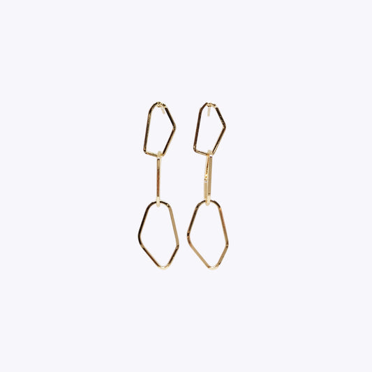 Arete Figura Geometrica Baño Oro Dorado 5cm