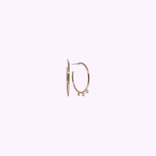 Argolla Circular con 3 Argollitas Baño Oro Dorado 25cm