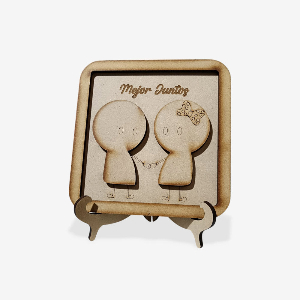 Decoracion Cuadro Globo Corazon Mdf 14 x 14cm x 4mm