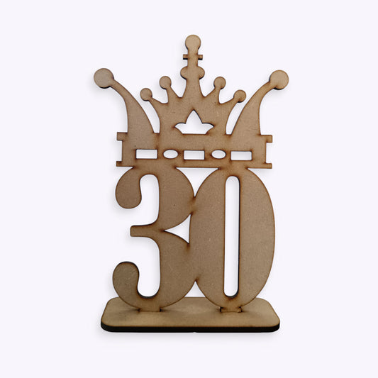 Decoracion Numero con Corona Mdf 28 x 14.3cm x 4mm