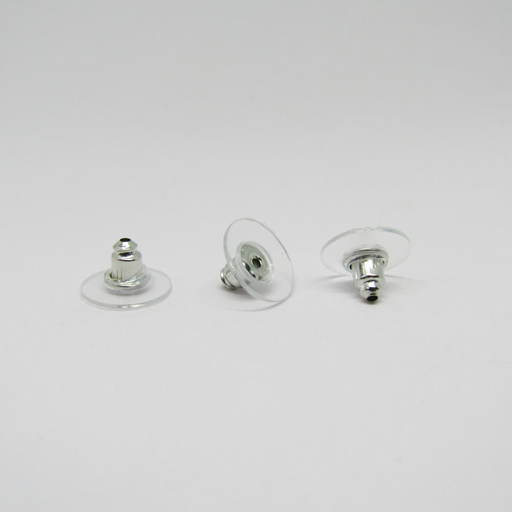 Tapa Plastica Base Metalica para Arete x 1000pcs – Transparente