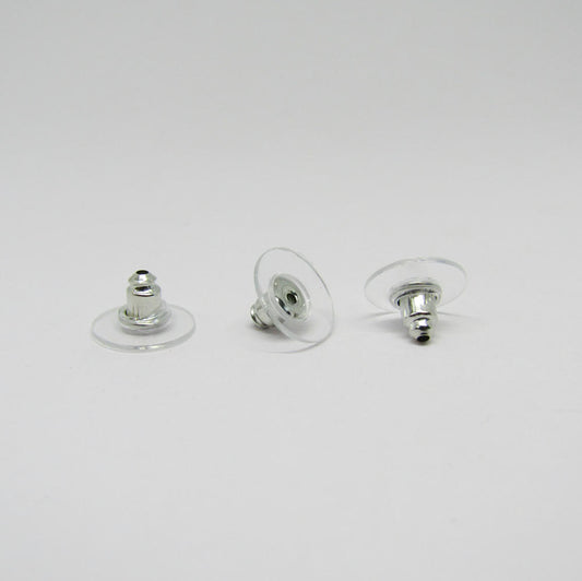 Tapa Plastica Base Metalica para Arete x 1000pcs – Transparente