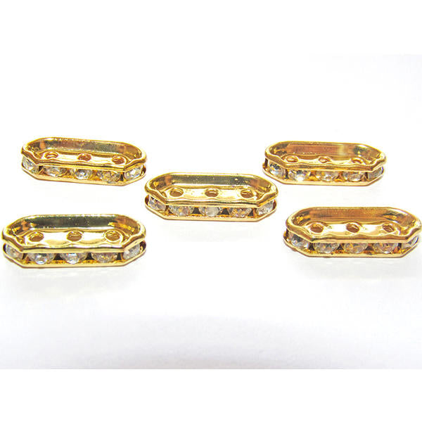 Separador x 3 Stras Rectangular Dorada