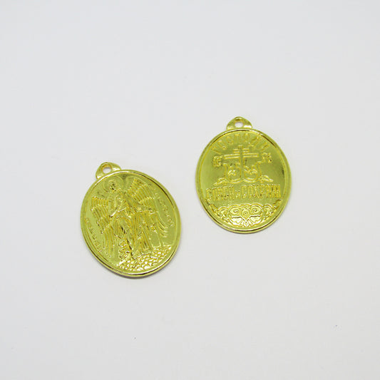 Pewter Medalla Cruz 15677 Dorado