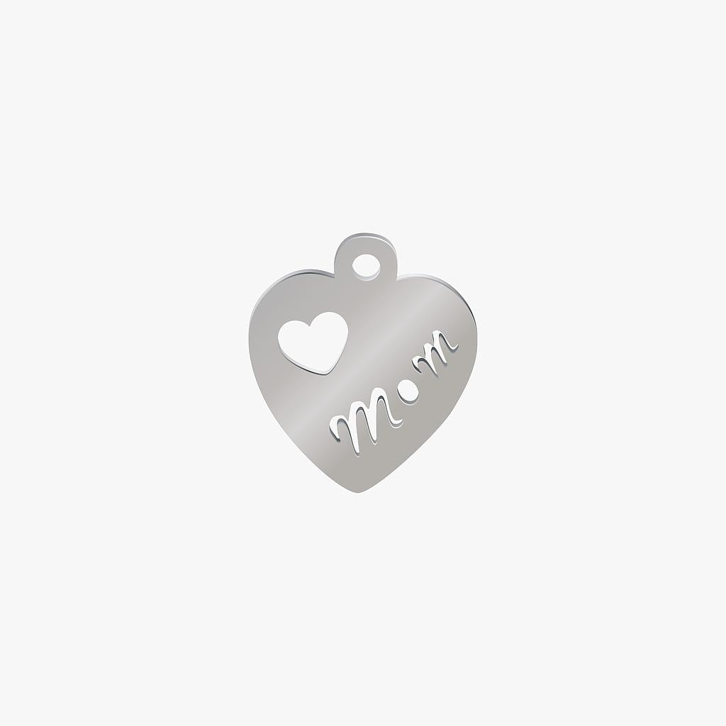 Dije Acero Corazon Mom – Tono níquel