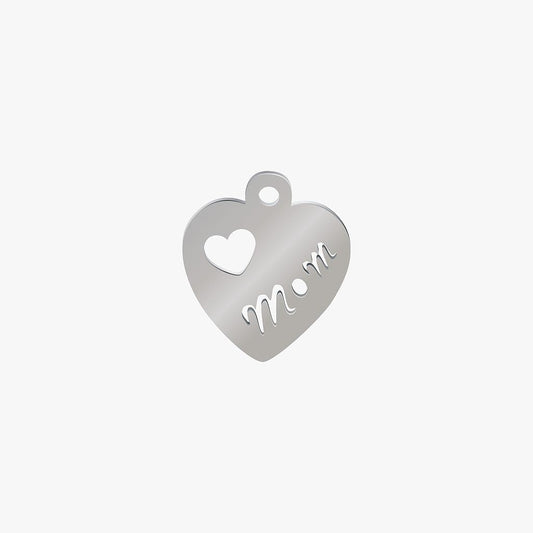 Dije Acero Corazon Mom – Tono níquel