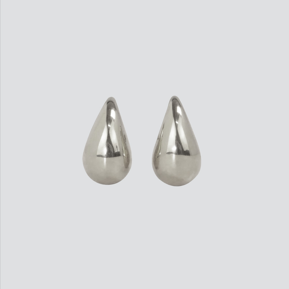 PAR ARETE ACRILICO GOTA METALIZADO PLATEADO 24*13MM