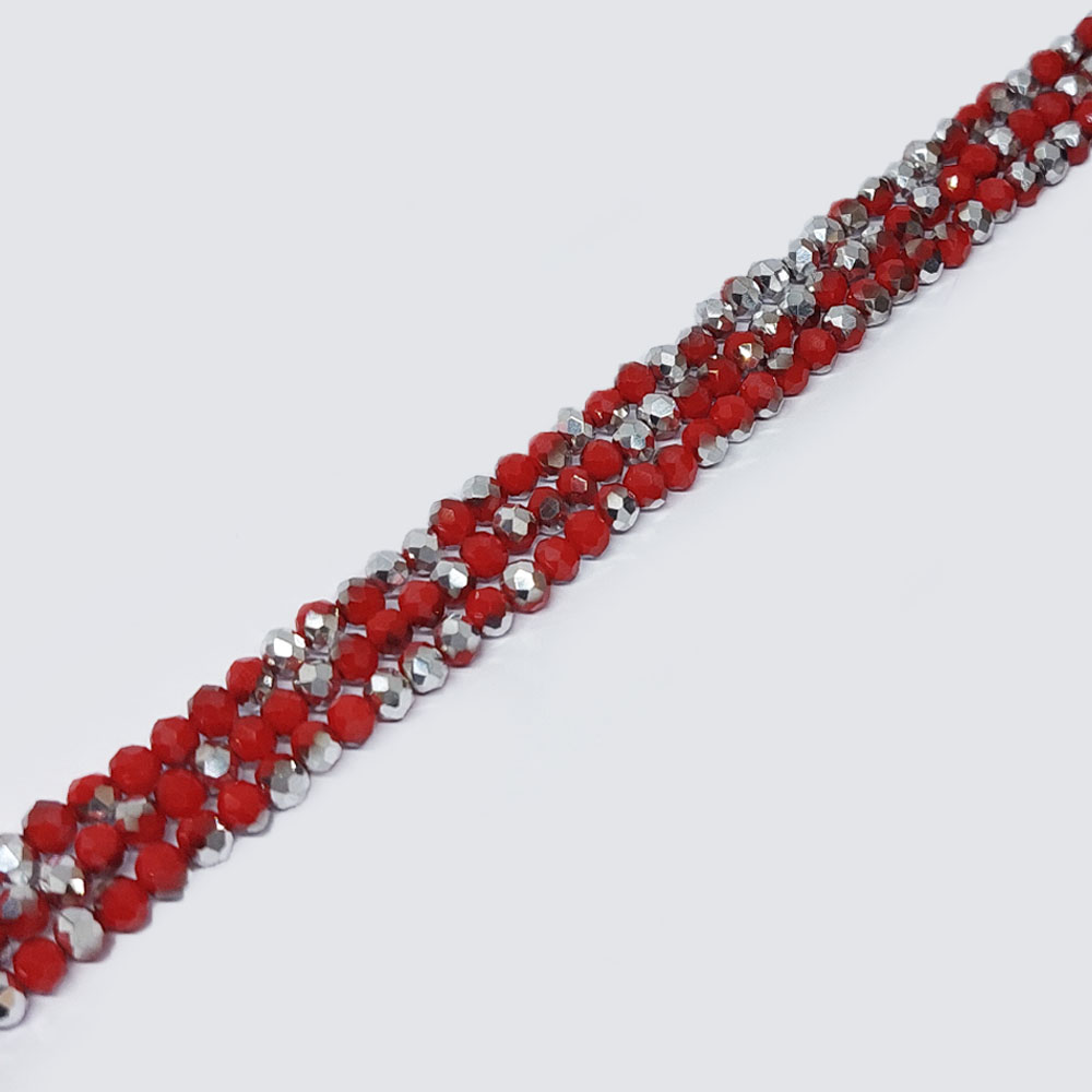DONA CRISTAL DOBLE CARA ROJO-PLATEADO MATE METALIZADO 7*8MM