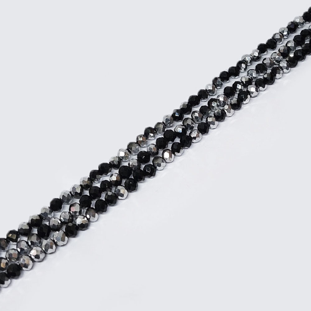 CRISTAL DONA NEGRO-PLATEADO DOBLE CARA MATE METALIZADO 7*8MM