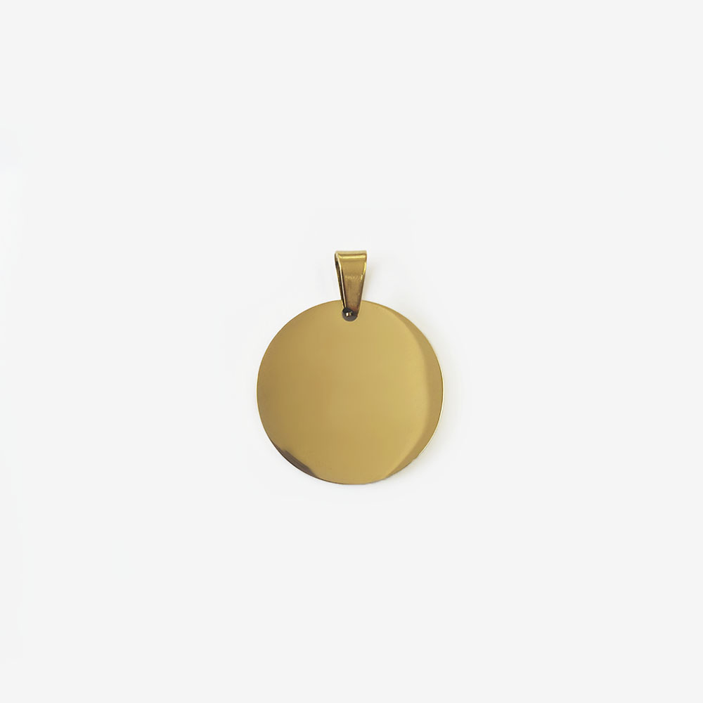 DIJE REDONDO ACERO DORADO 20MM *2MM 1 HUECO