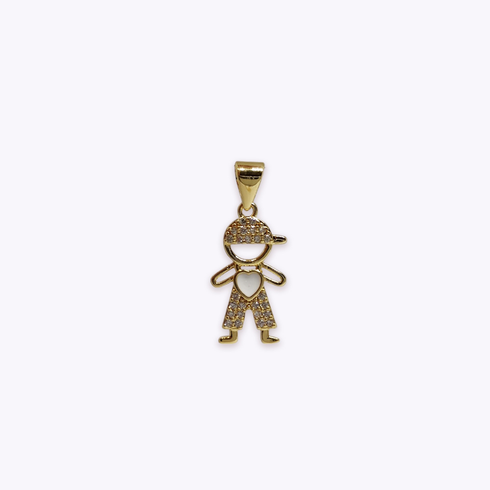 DIJE NINO BAÑO DE ORO DORADO CON CIRCONITA 18*9MM
