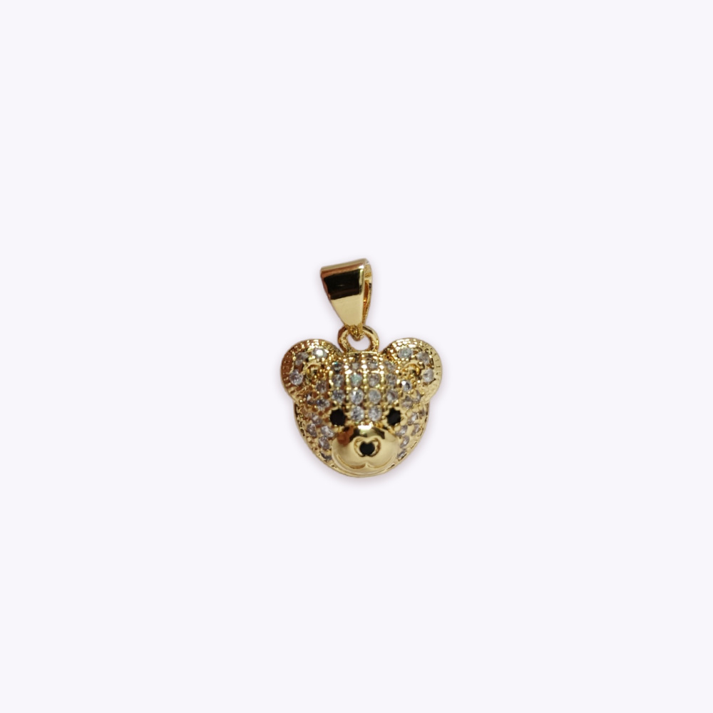 DIJE OSO BANO ORO DORADO CON CIRCONITA 12*12MM