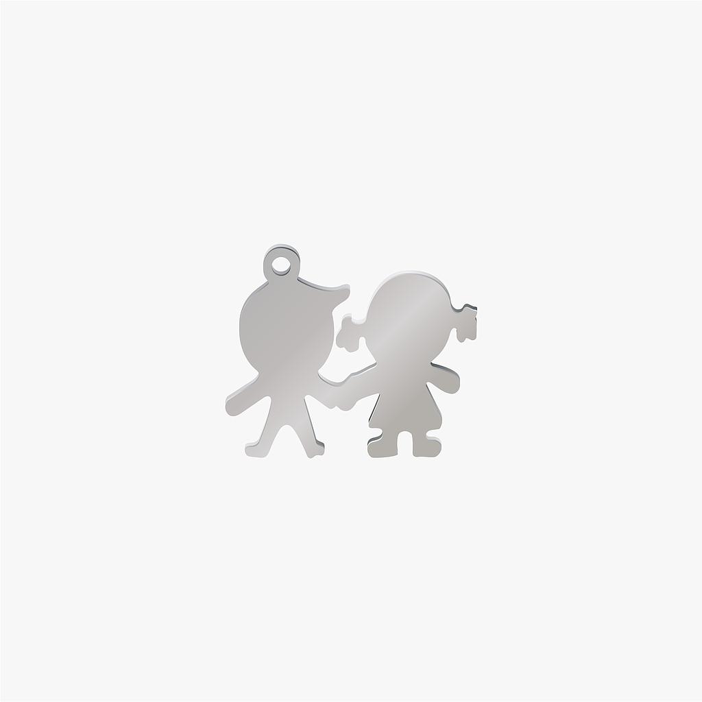 DIJE ACERO NIÑO Y NIÑA PLATEADO 14*13*1.0MM