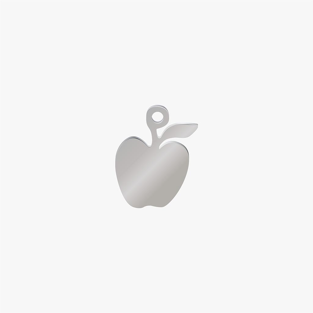 DIJE ACERO MANZANA PLATEADO 14*10*1.1MM
