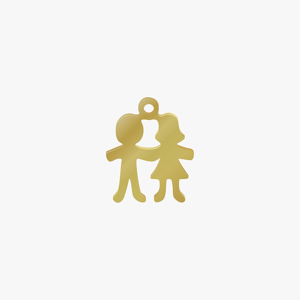 DIJE ACERO NIÑO Y NIÑA DE LA MANO DORADO  13*15*1.1MM
