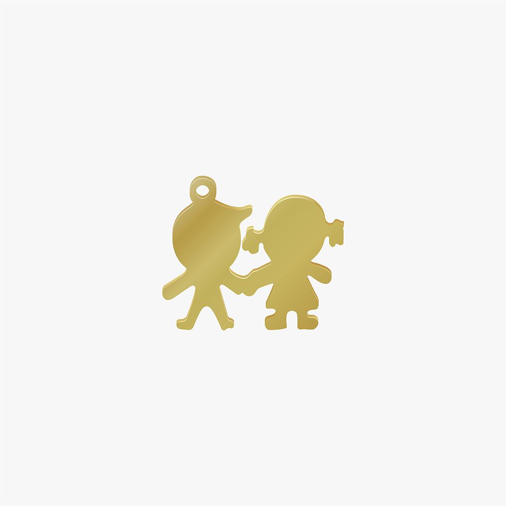 DIJE ACERO NIÑO Y NIÑA DORADO 14*13*1.0MM