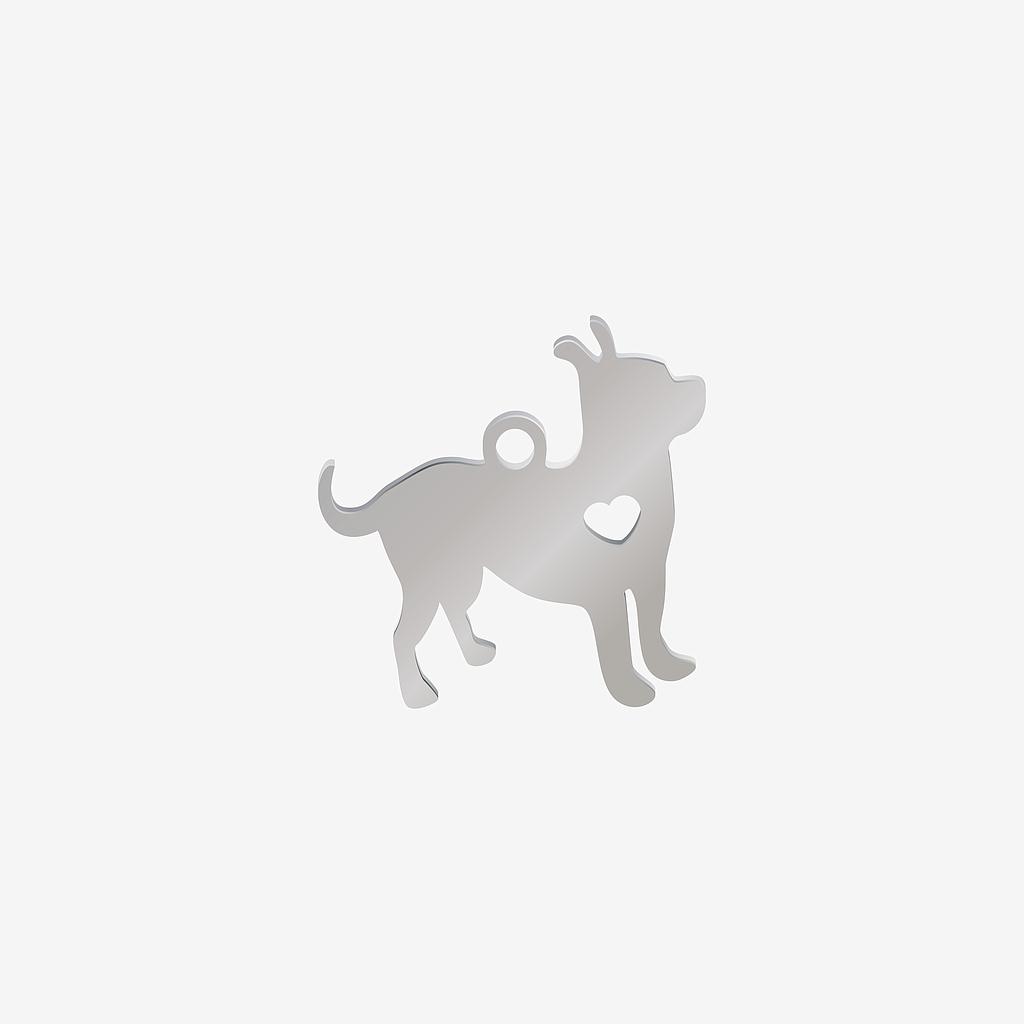 DIJE DE ACERO PLATEADO PERRO 18*19*1MM