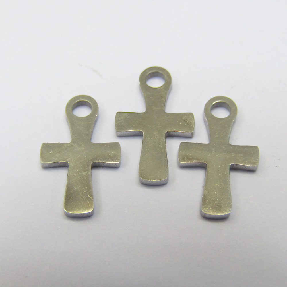 DIJE DE ACERO PLATEADO CRUZ 12*7*1MM