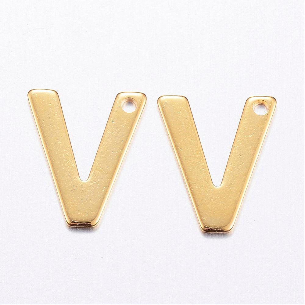 LETRA V ACERO DORADO 11*9