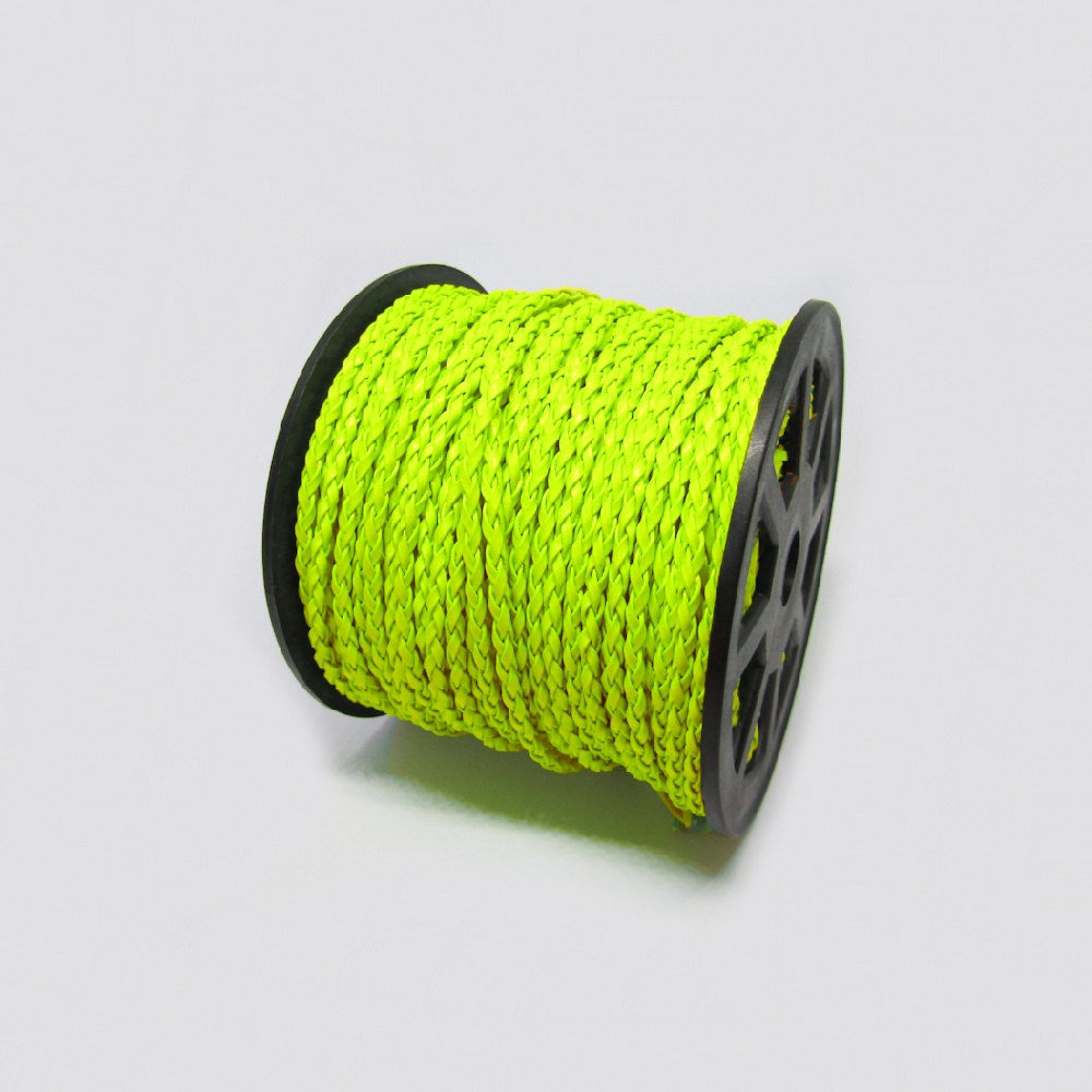 CUERO TRENZADO 3MM ROLLO*100 AMARILLO NEON