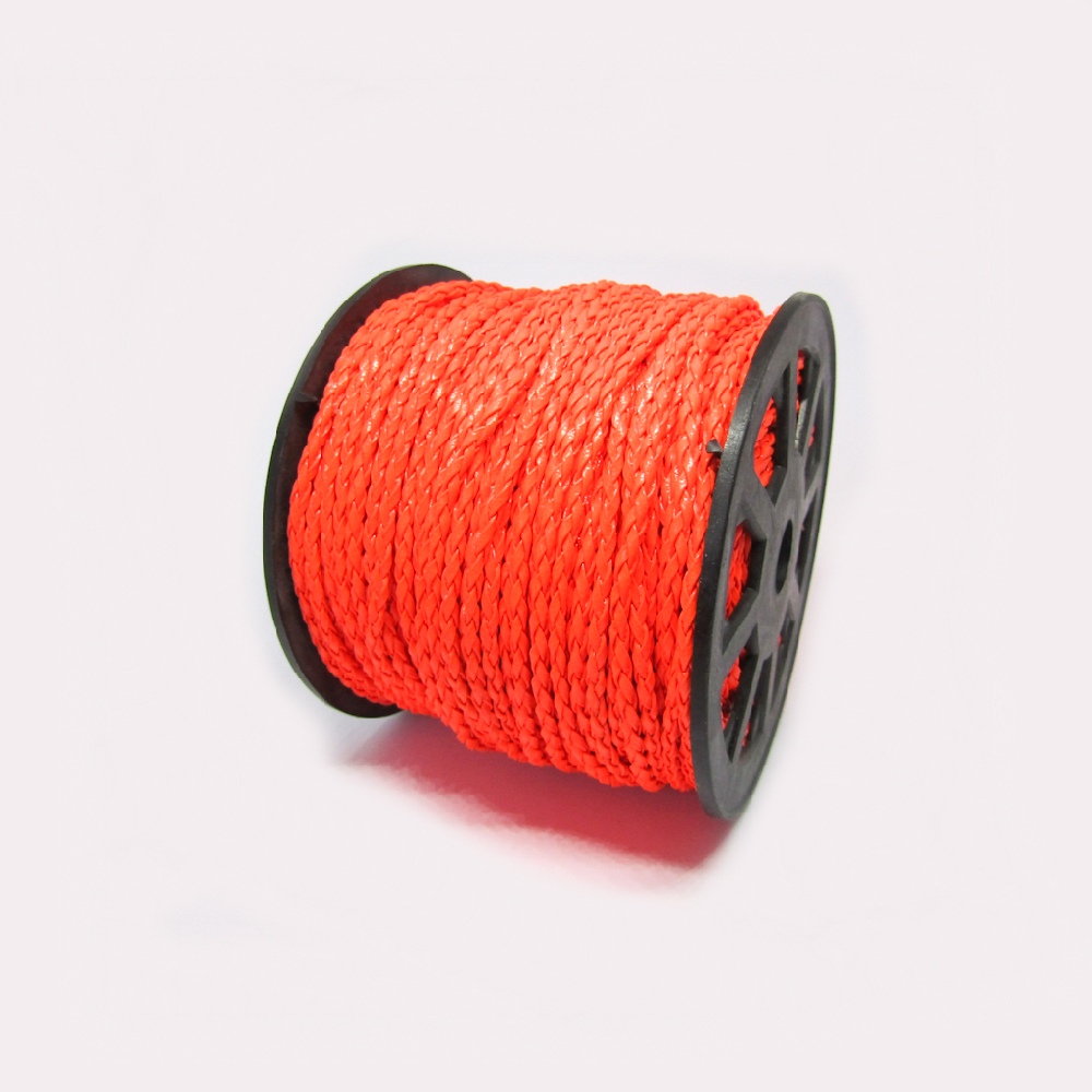 CUERO TRENZADO 3MM ROLLO*100 NARANJA NEON