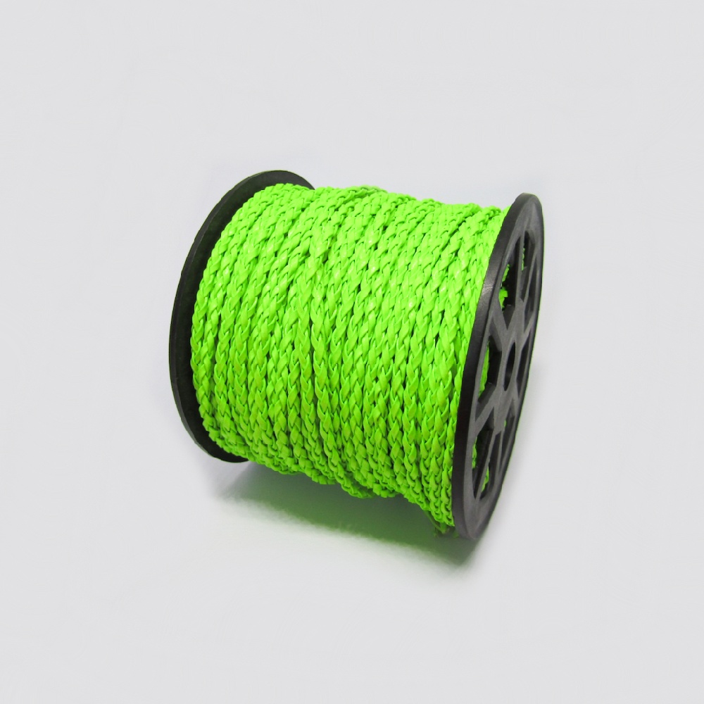 CUERO TRENZADO 3MM ROLLO*100 VERDE NEON