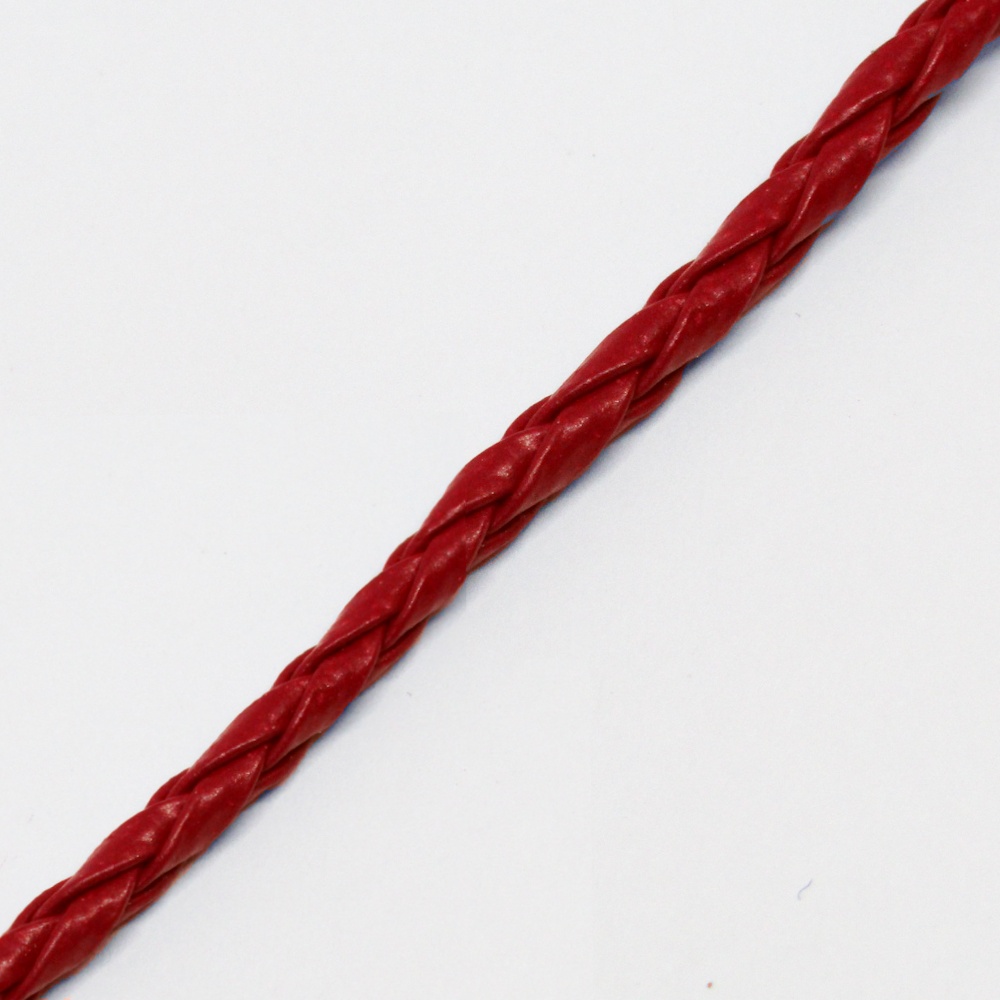 CUERO TRENZADO 3MM ROJO