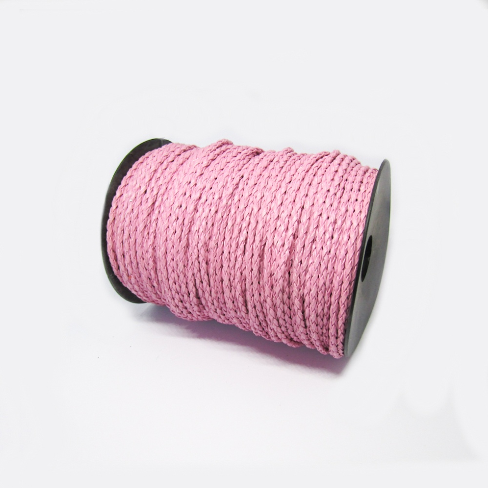 CUERO TRENZADO 3MM ROLLO*100 ROSADO
