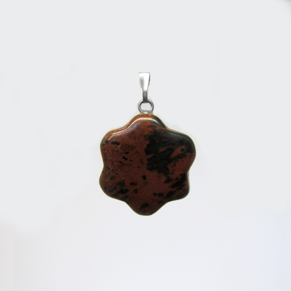 DIJE FLOR PLANA OBSIDIANA CAFE 21*21MM