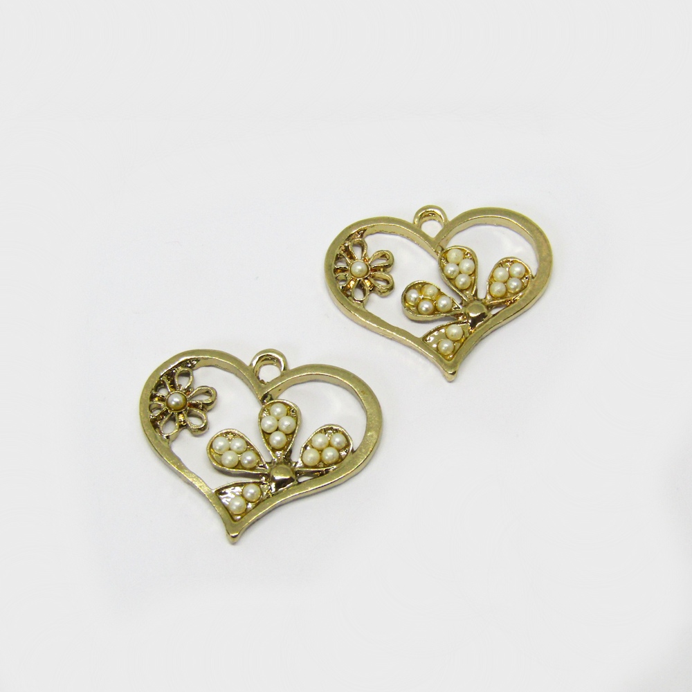 DIJE PERLA CORAZON DORADO