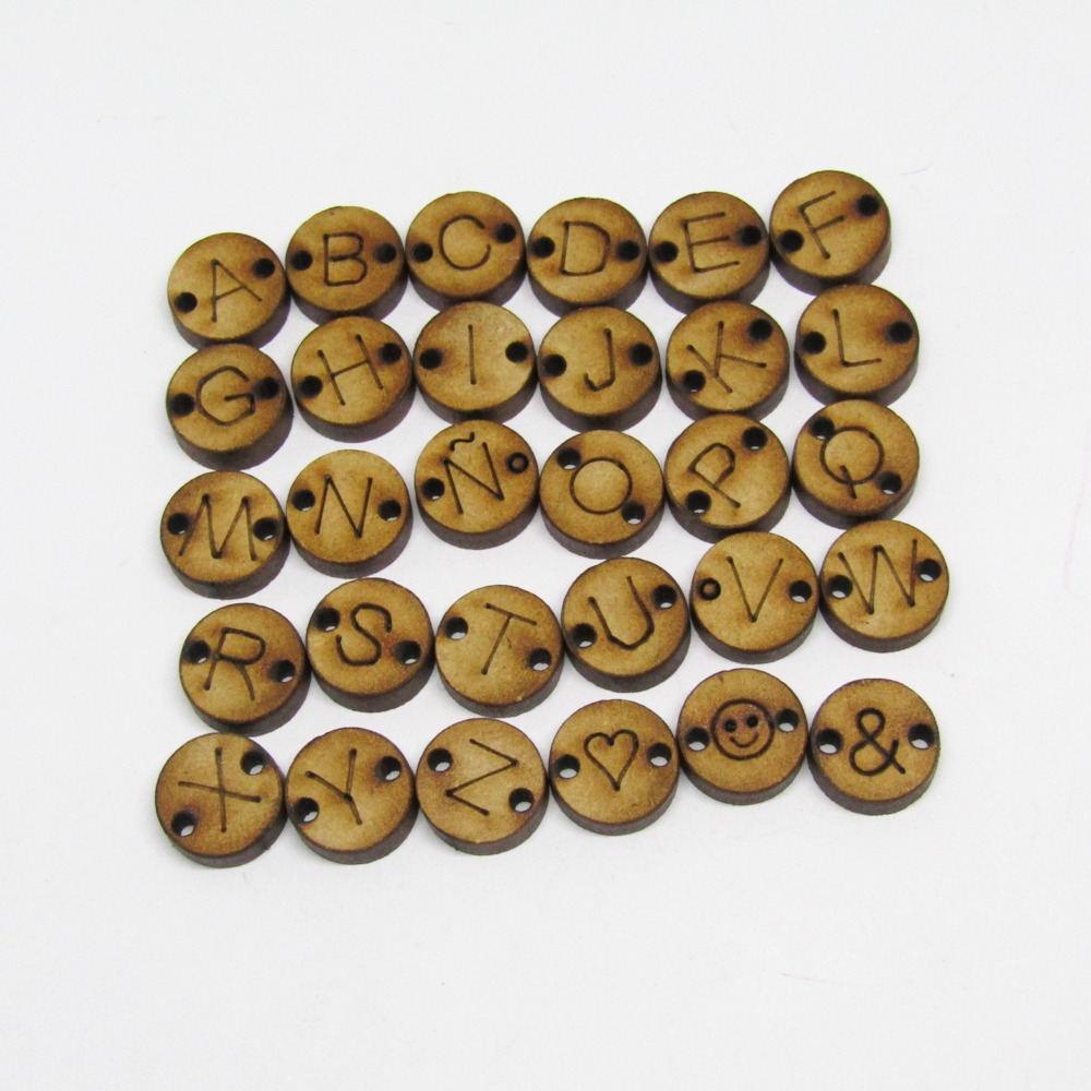 FICHA MADERA CON LETRA GRABADA/ 2 HUECOS 10*3MM