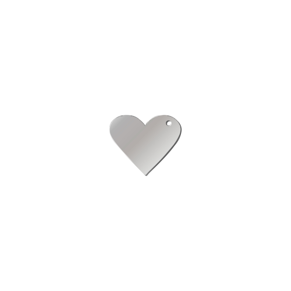 DIJE ACERO CORAZON PLATEADO 12*14*1MM 1 HUECO