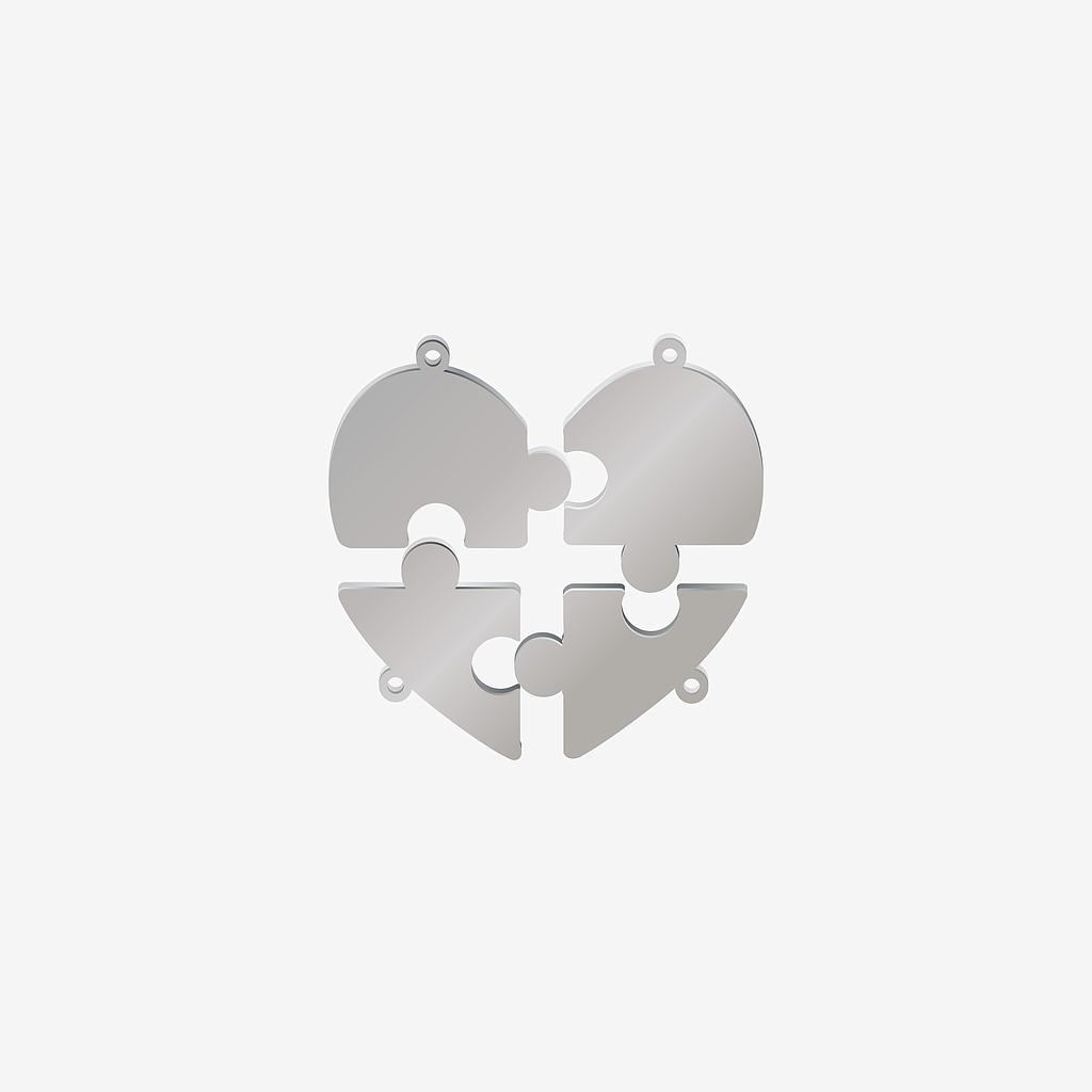 DIJE CORAZON PARTIDO EN 4 PIEZAS 45*47MM