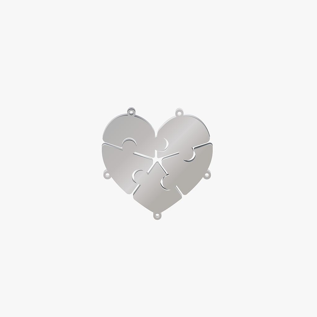DIJE CORAZON PARTIDO EN 5 PIEZAS 52*52MM
