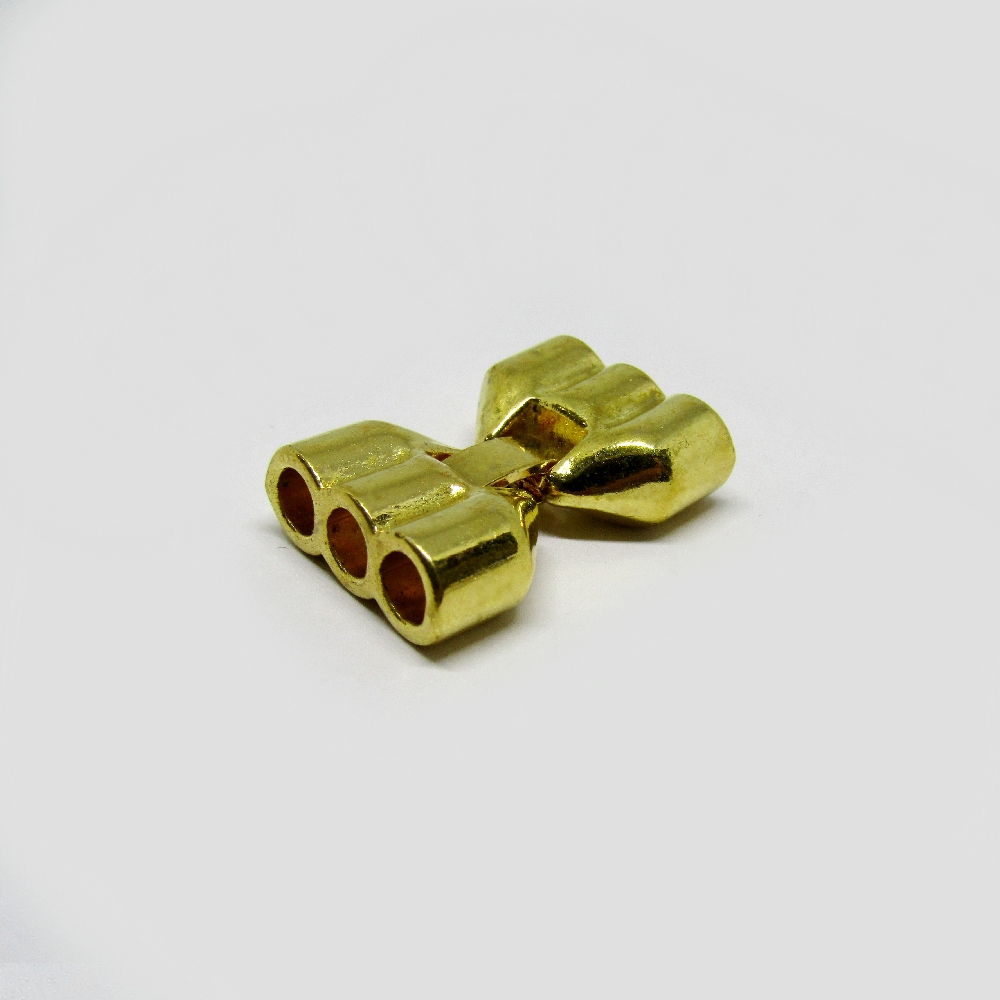BROCHE SAMAK PARA CUERO 5MM REDONDO TRIPLE DORADO 30*21MM