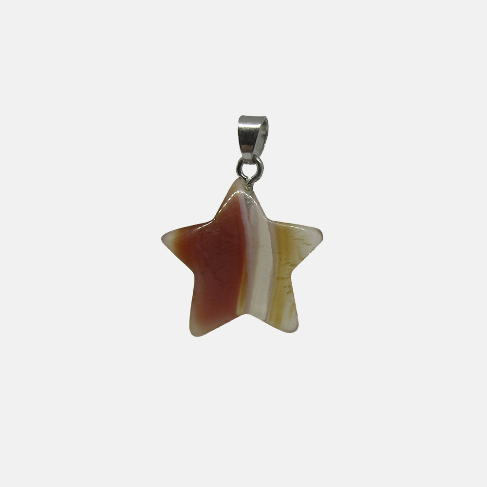 DIJE ESTRELLA PLANA AGATA NARANJA 21*21MM