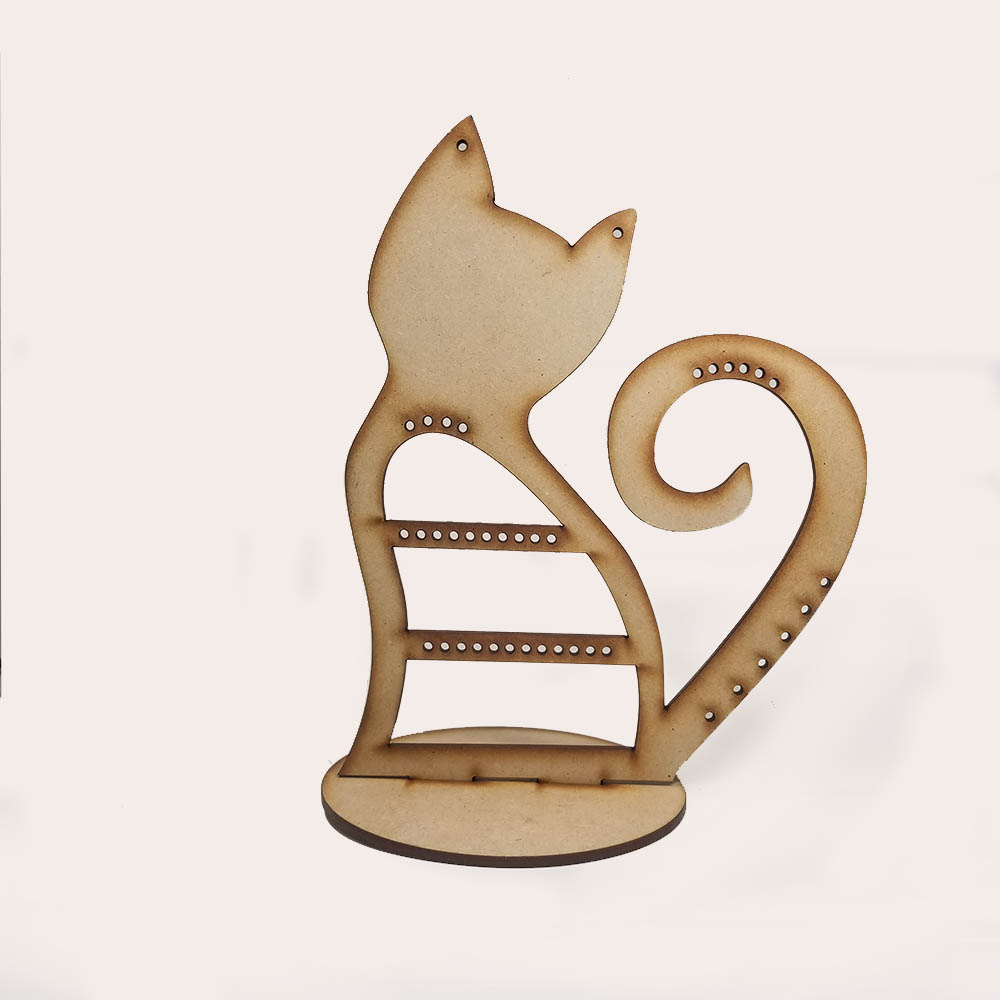 EXHIBIDOR MADERA 3MM GATO GRANDE 35CM