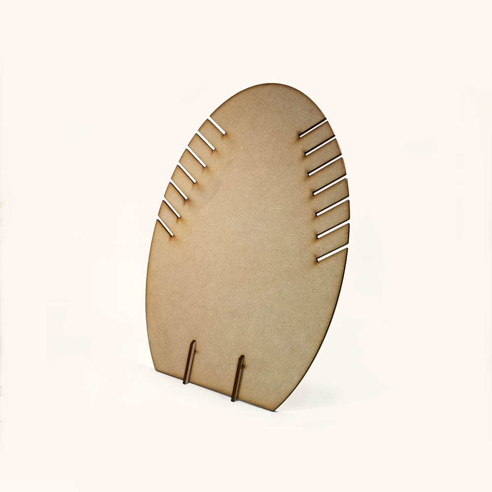 EXHIBIDOR MADERA 3MM OVALO PEQUENO 20CM