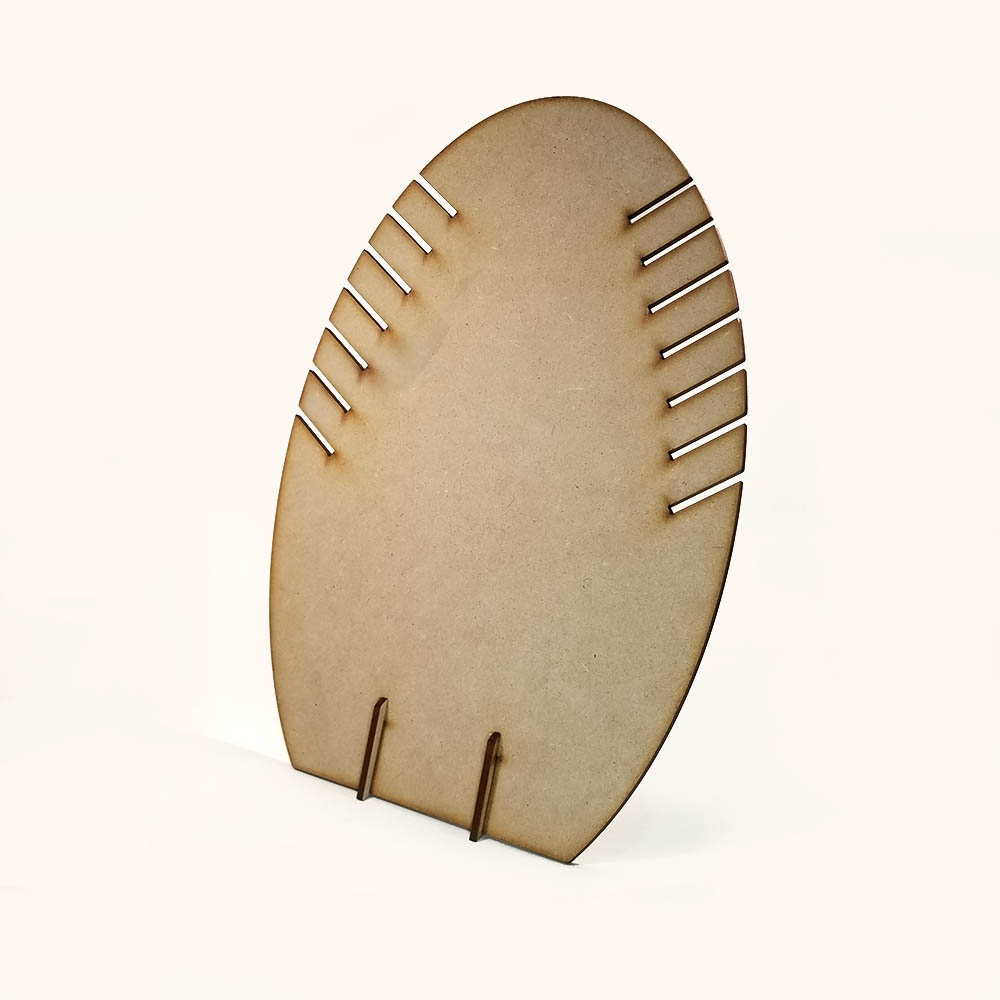 EXHIBIDOR MADERA 3MM OVALO GRANDE 30CM